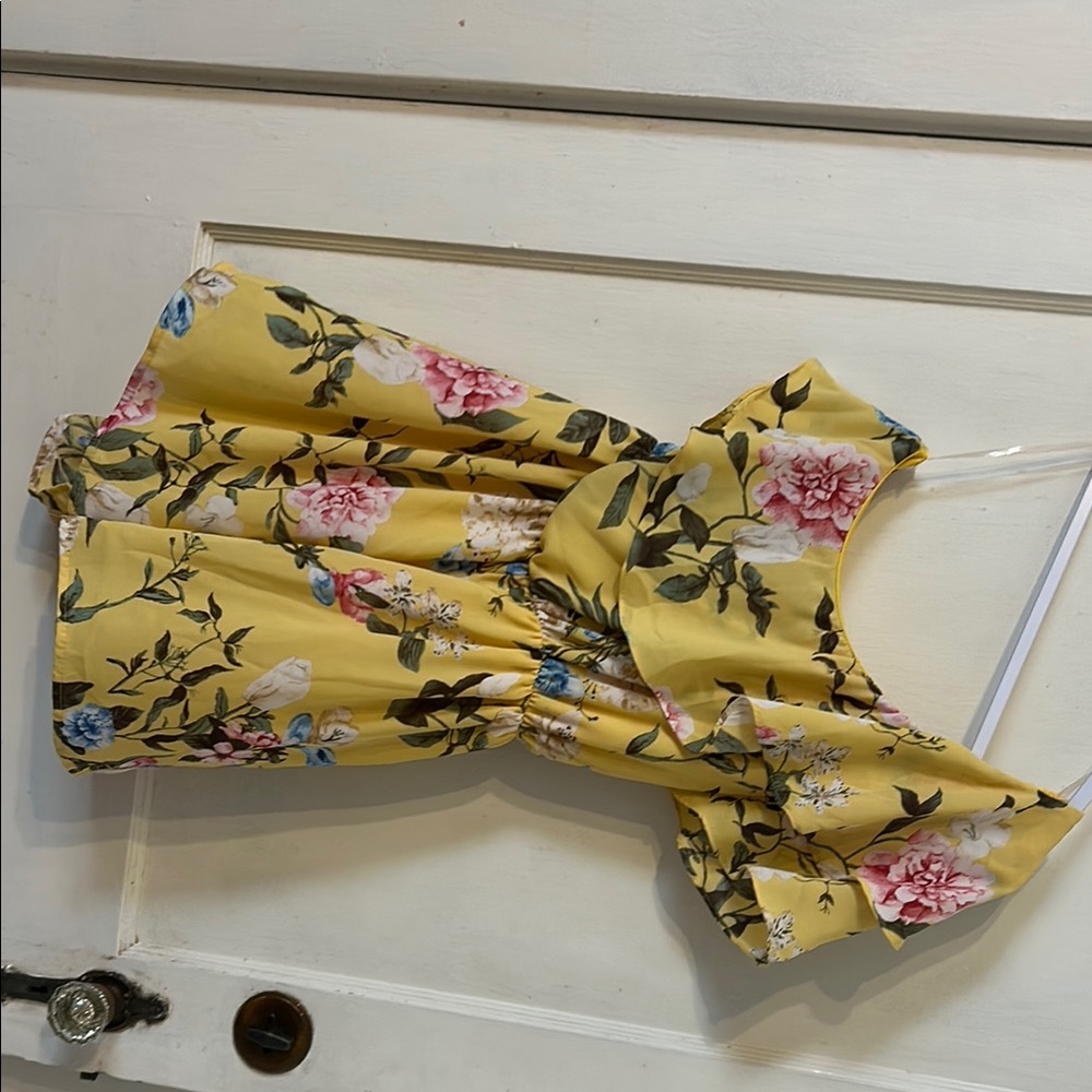 Everly Yellow Floral Ruffle Romper - Picture 7 of 9
